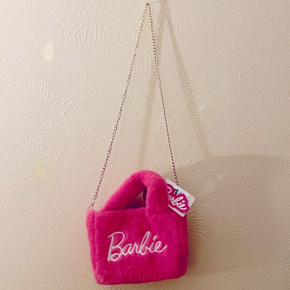 Skinnydip x Barbie Pink Plush Fluffy Convertible Crossbody/Tote Bag 💖 - Picture 3 of 10